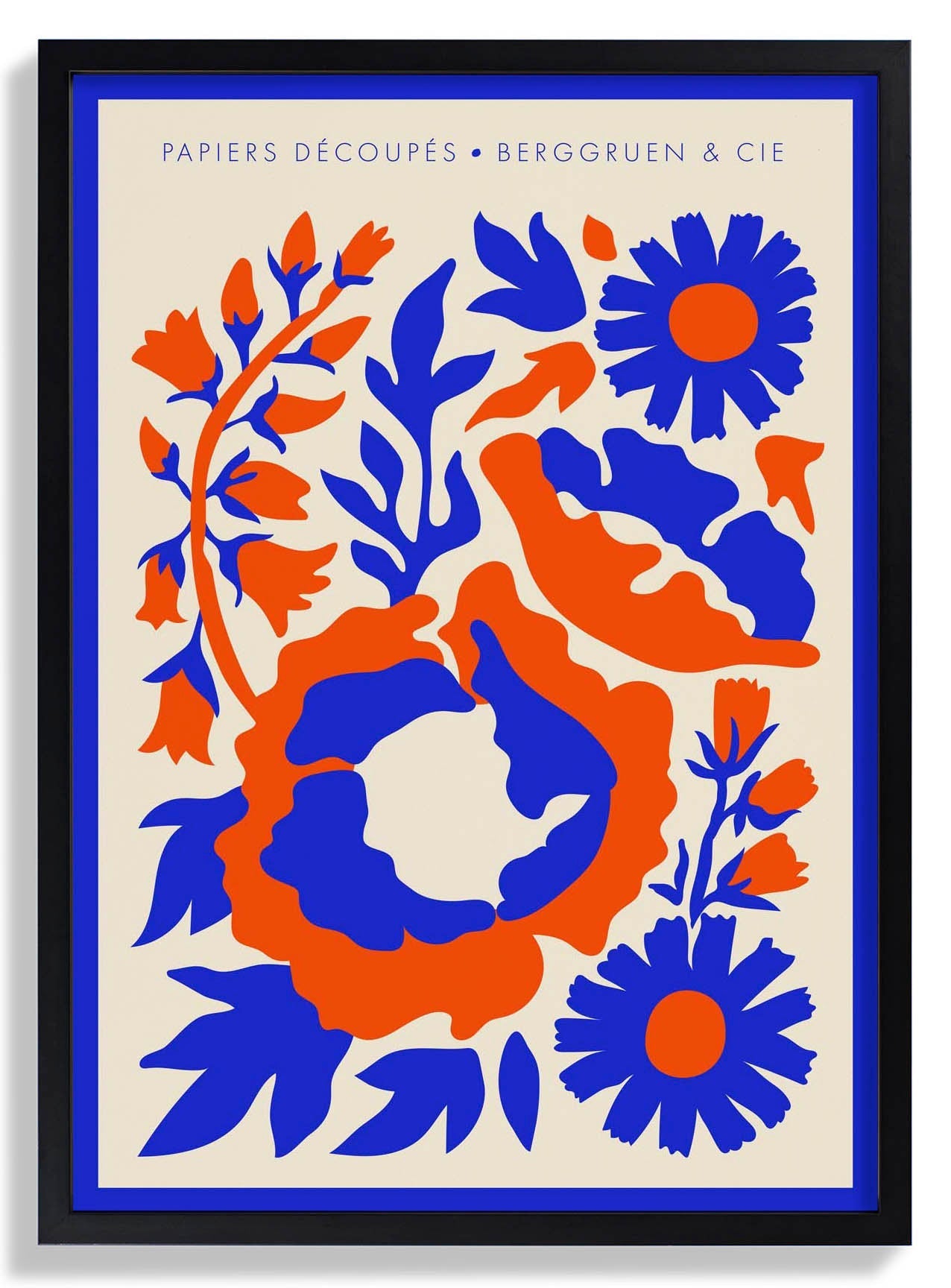 Contrast Flowers Orange Blue Papiers Découpés Art Exhibition