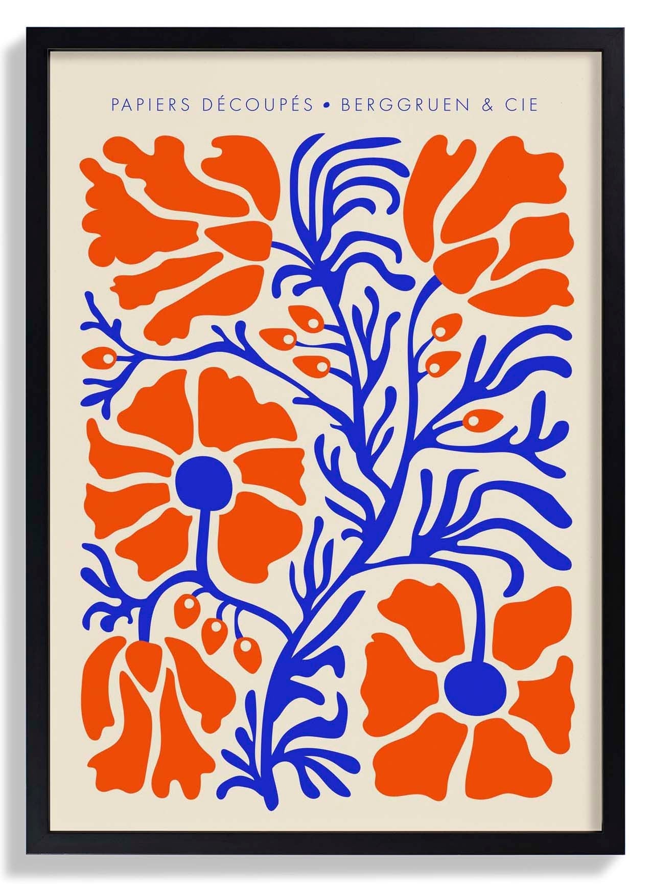 Blumen Blue Orange Papiers Découpés Art Exhibition