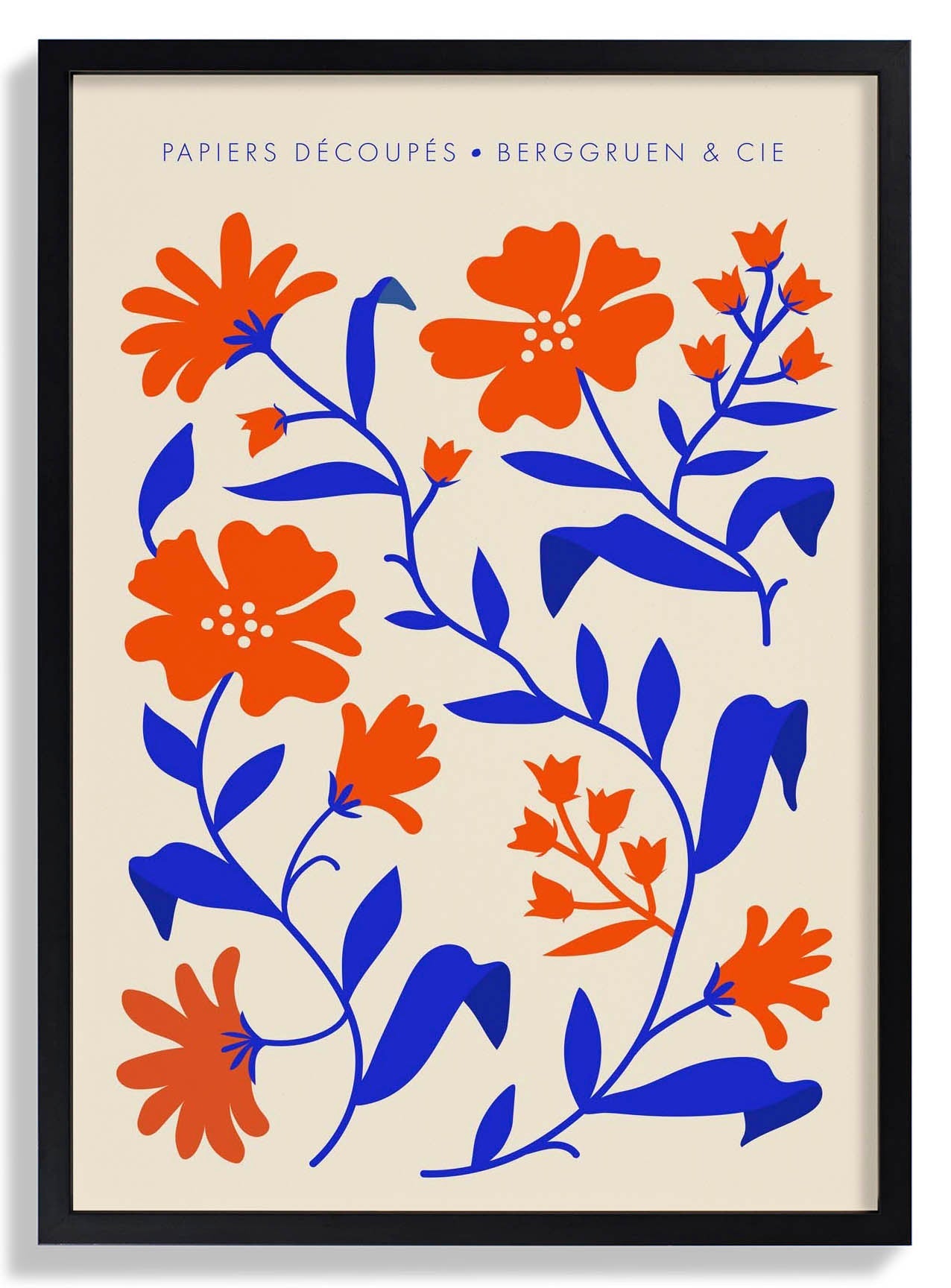 Orange Blue Fleurs Papiers Découpés Art Exhibition