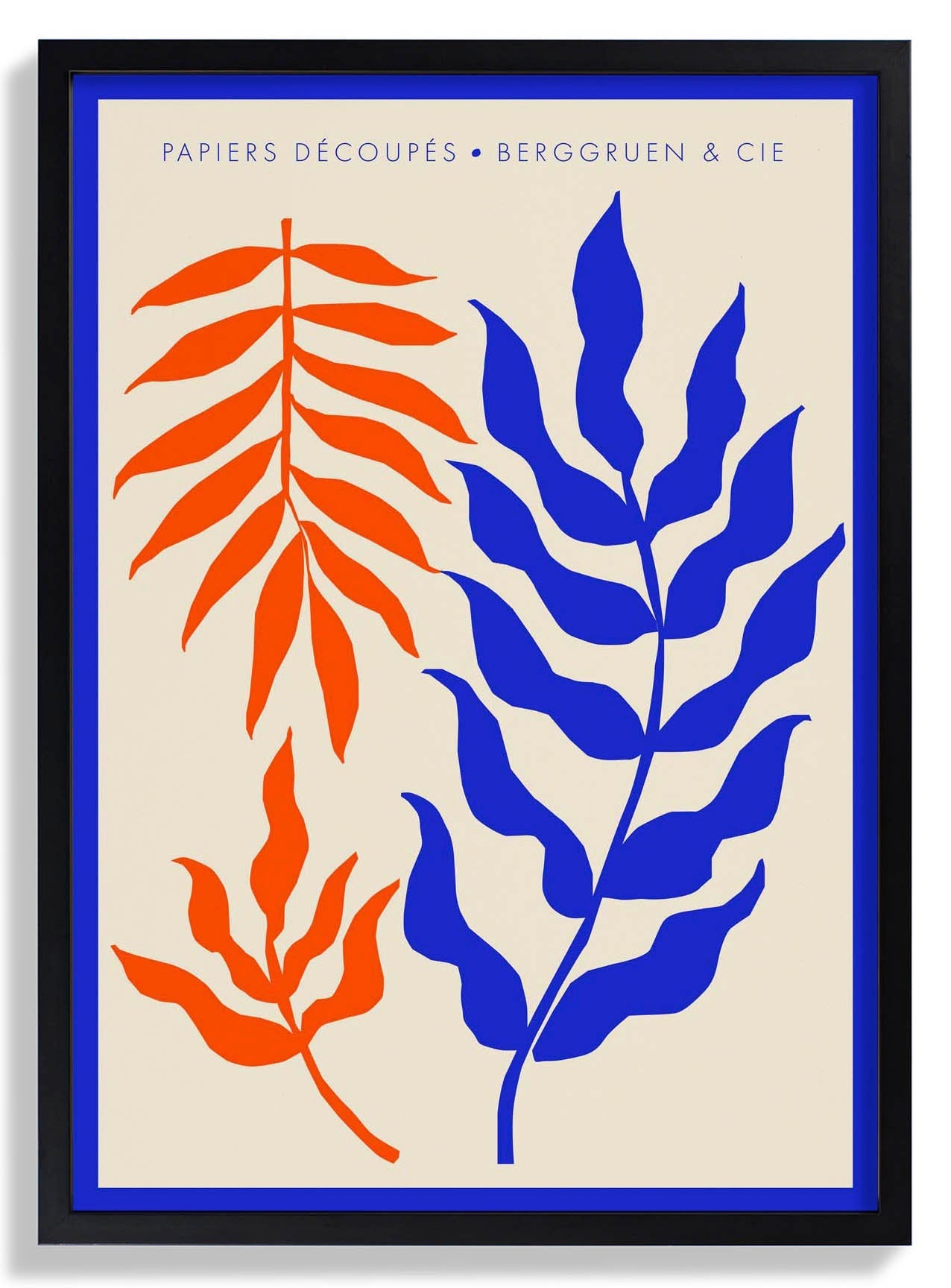 Leaves and Branches Orange Blue Papiers Découpés Art Exhibition