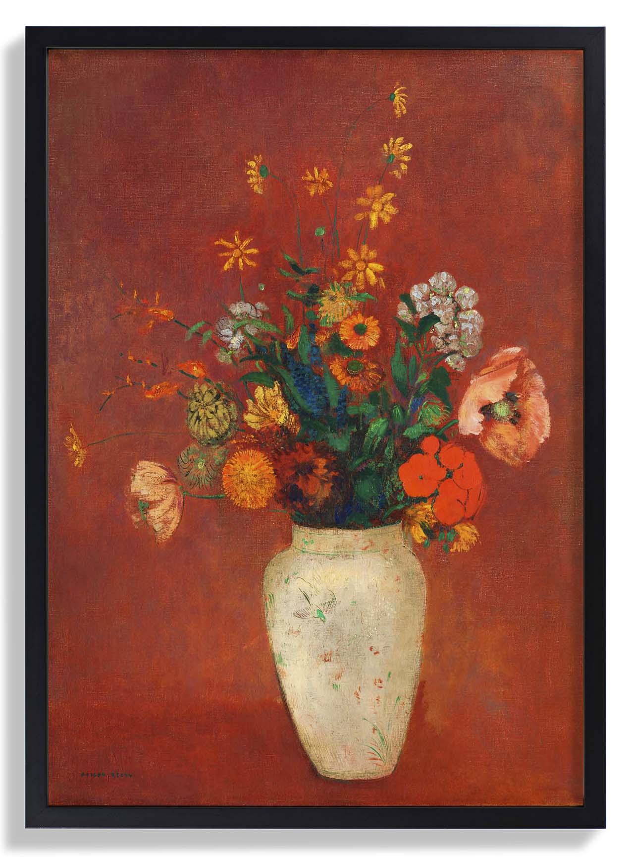 Bouquet in a Chinese Vase Painting by Odilon Redon