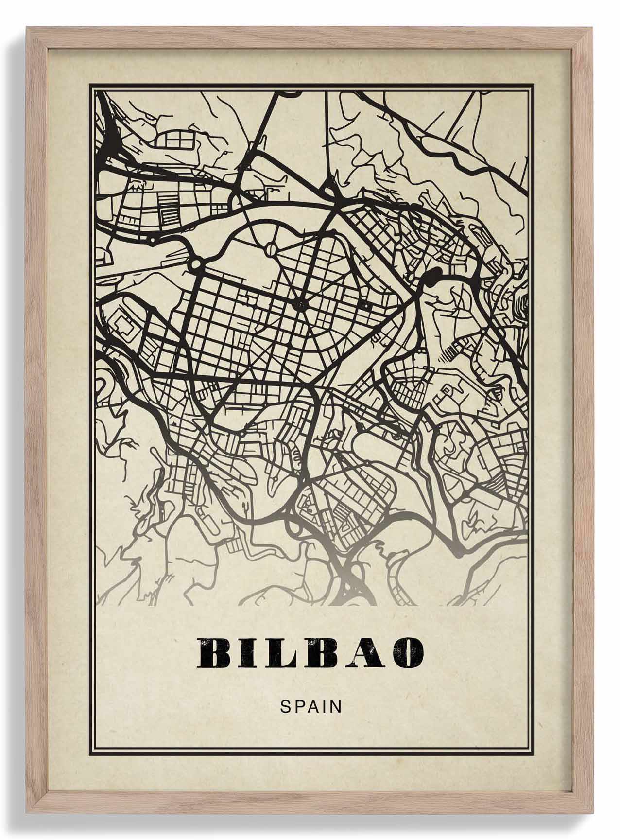 Bilbao City Map Sepia Poster