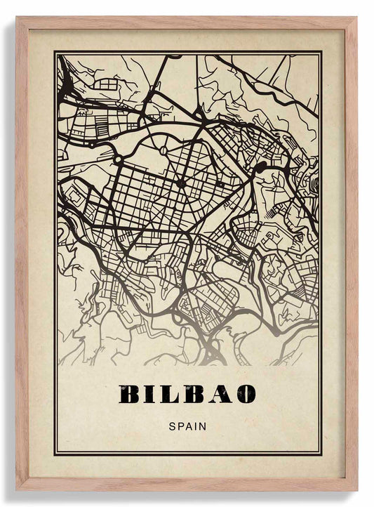Bilbao City Map Sepia Poster