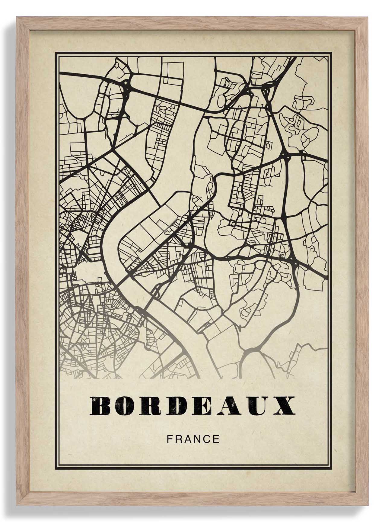 Bordeaux City Map Sepia Poster