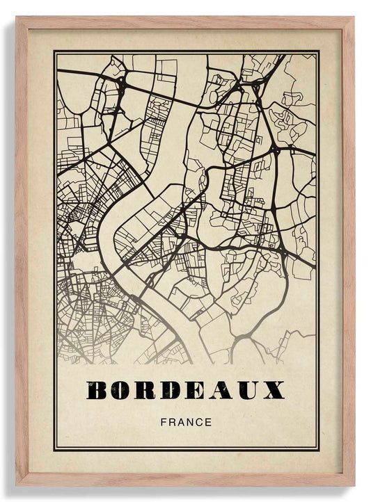 Bordeaux City Map Sepia Poster