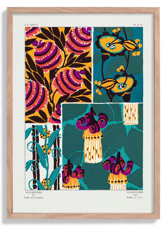 Vintage Flower Patterns Plate Nr 14 by E.A. Séguy