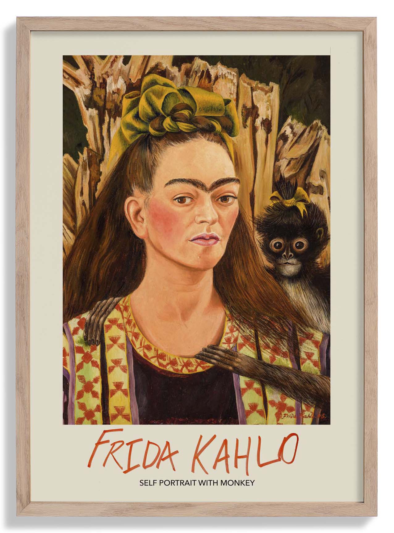 Self Portrait with Monkey by Frida Kahlo Art Exhibition Poster