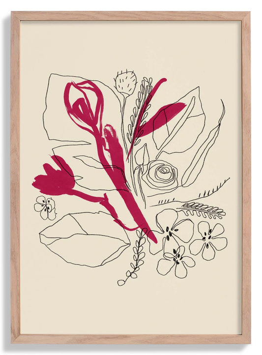 Bouquet Magenta and Black lines Art Poster