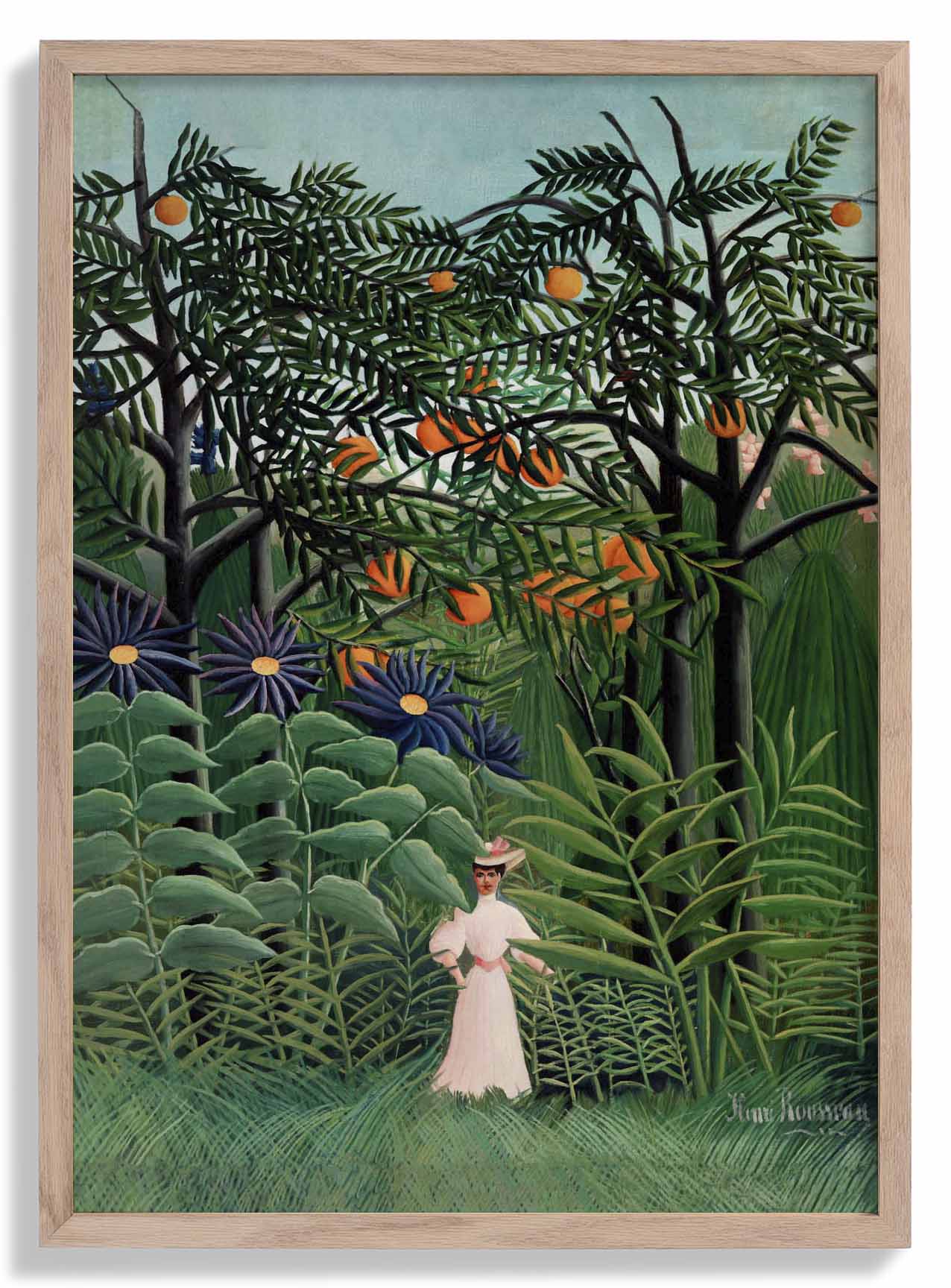Woman Walking in an Exotic Forest by Rousseau Art Print