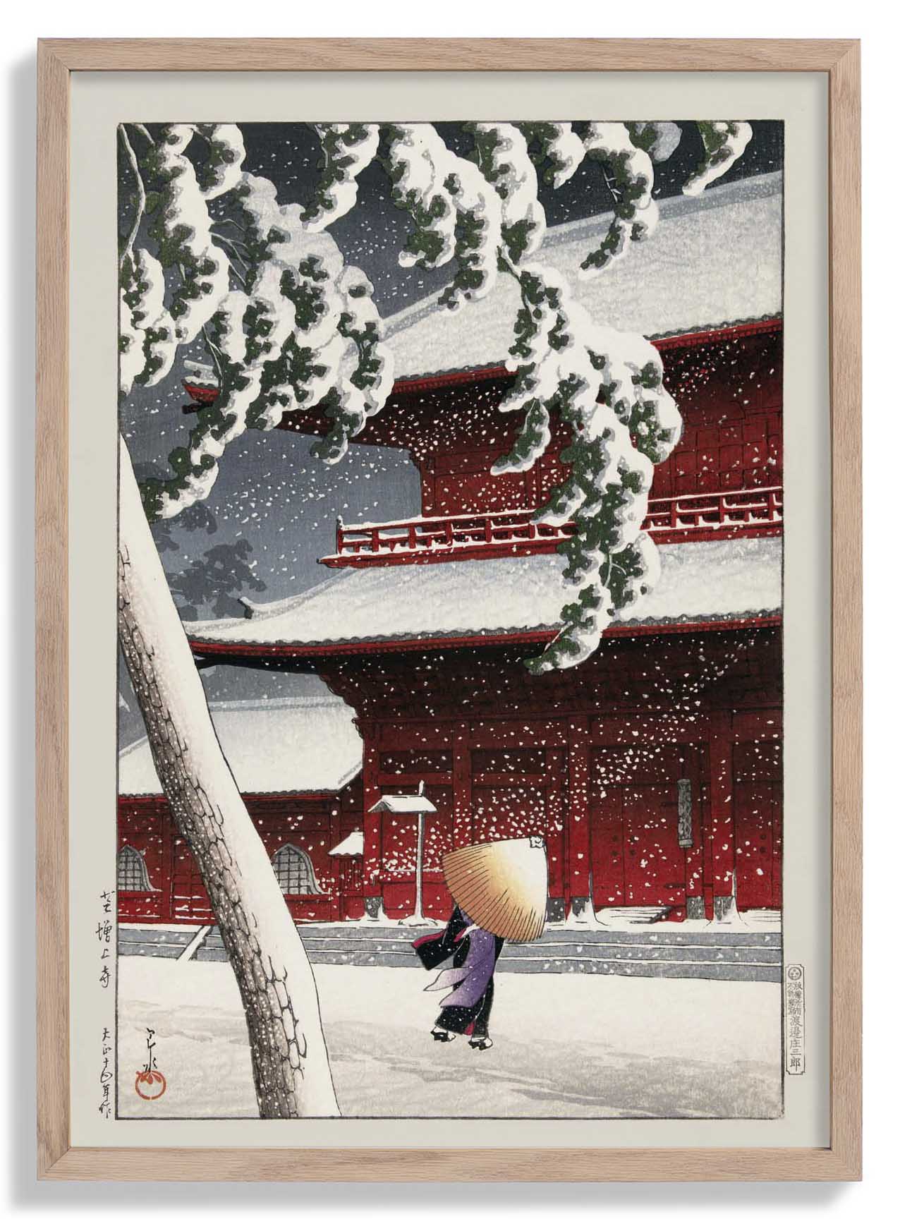Geisha in the snow by Hasui