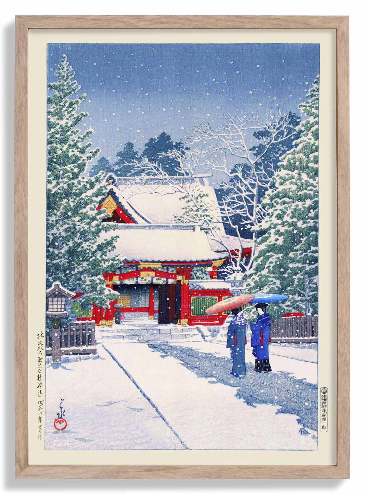 Schnee am Hie-Schrein by Hasui