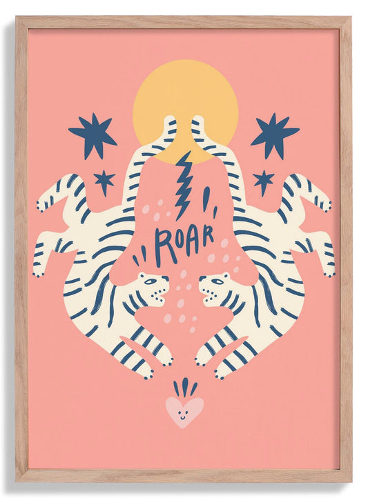 Roar Tiger Cats Art Poster