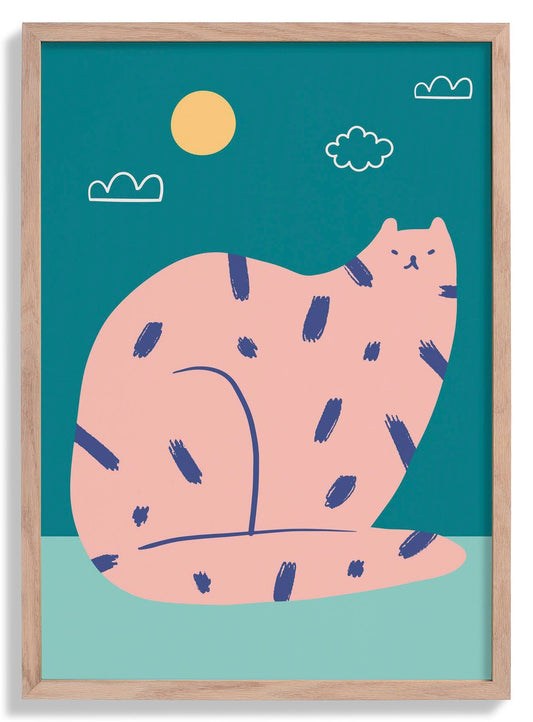 Relaxing Cat Art Poster