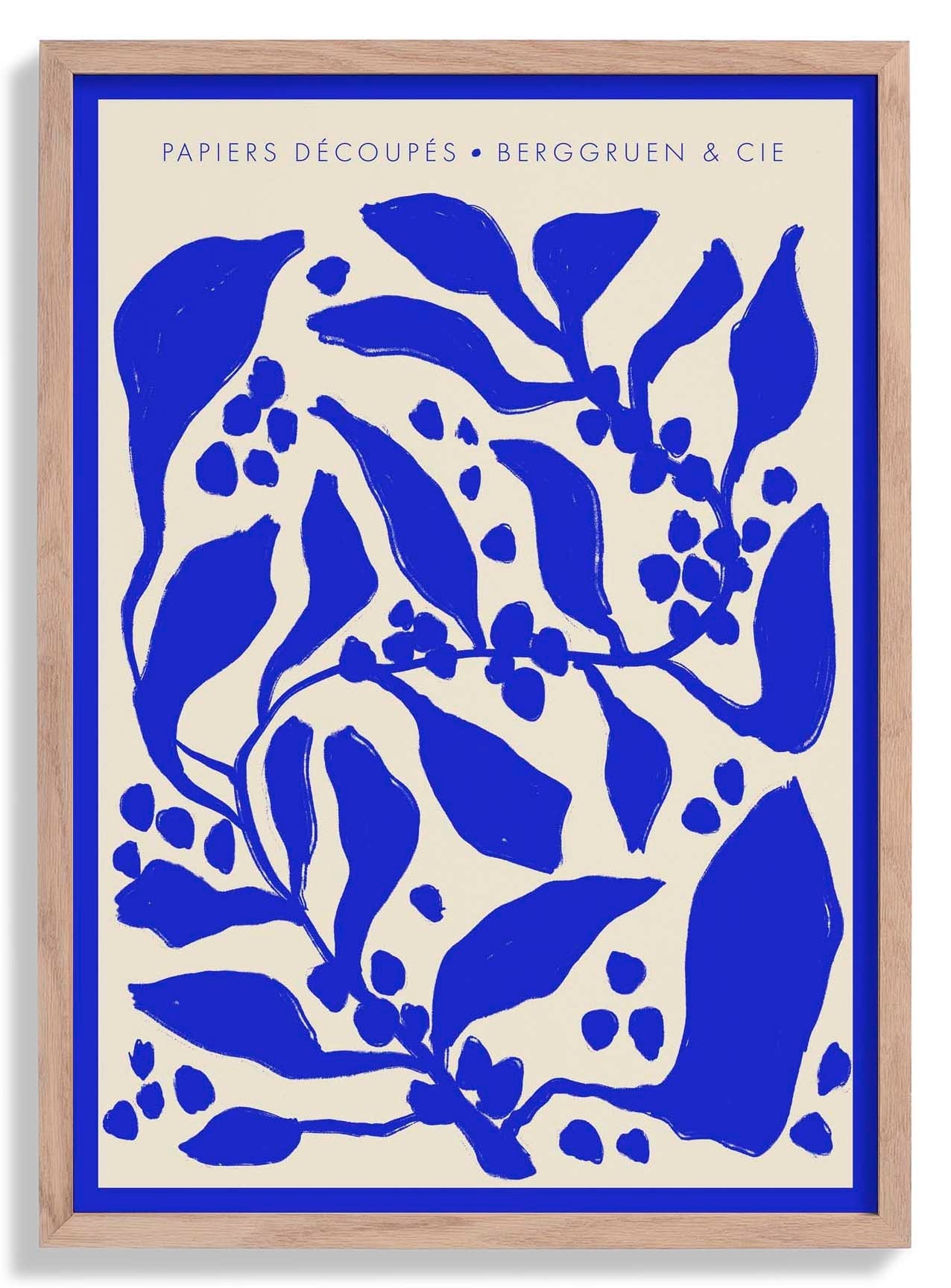 Blue Plant Berries Papiers Découpés Art Exhibition Poster