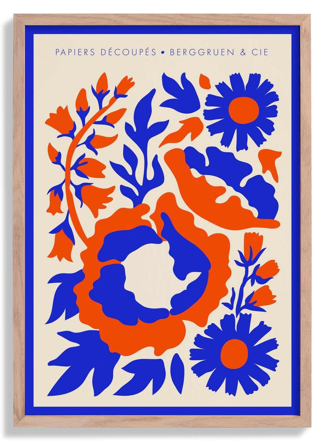 Contrast Flowers Orange Blue Papiers Découpés Art Exhibition