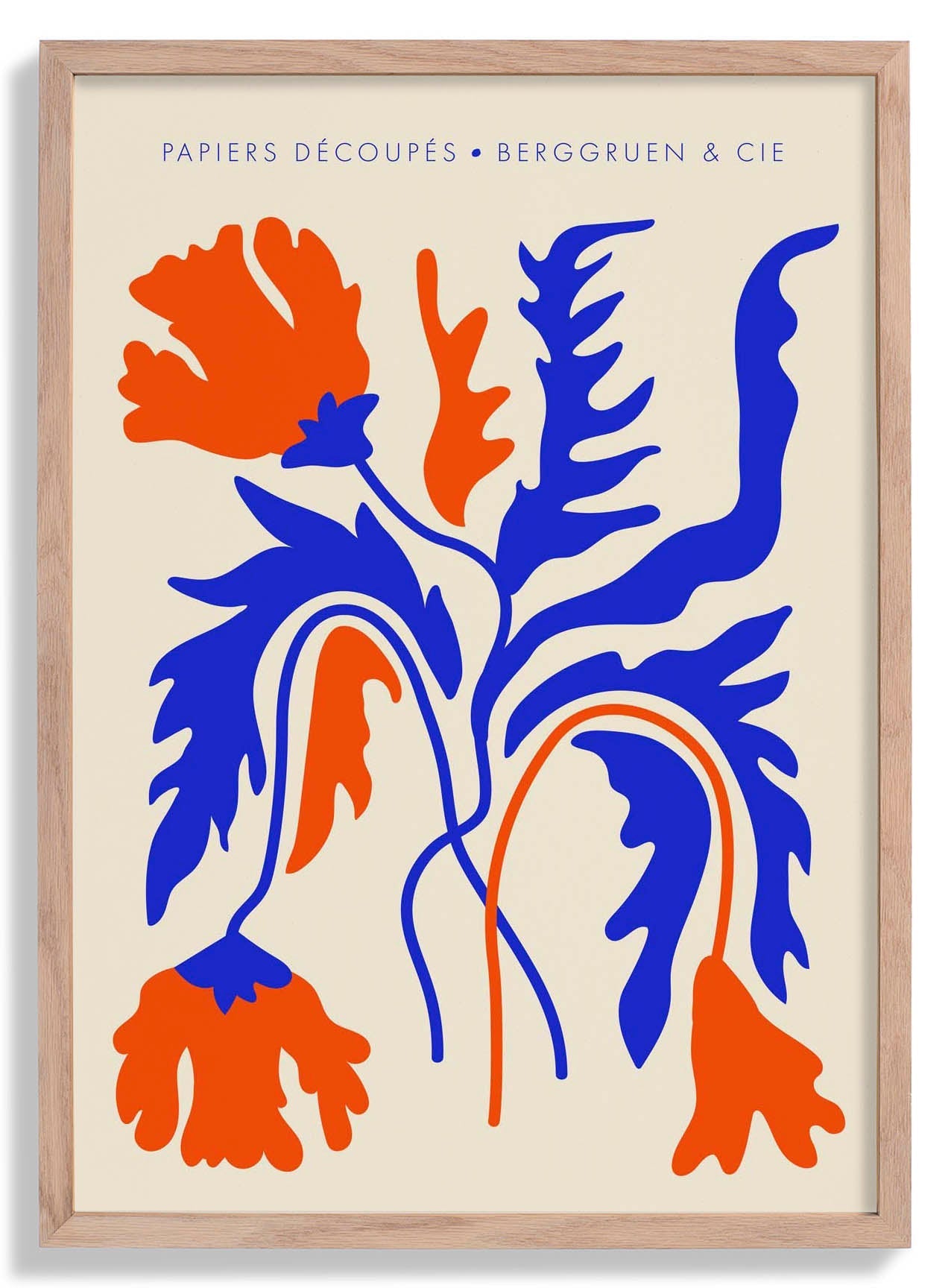 Flores Orange Blue Papiers Découpés Art Exhibition Poster