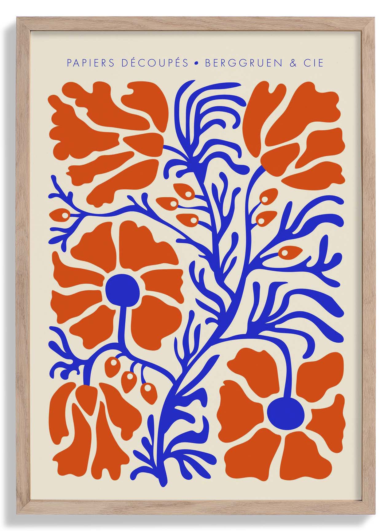 Blumen Blue Orange Papiers Découpés Art Exhibition Poster