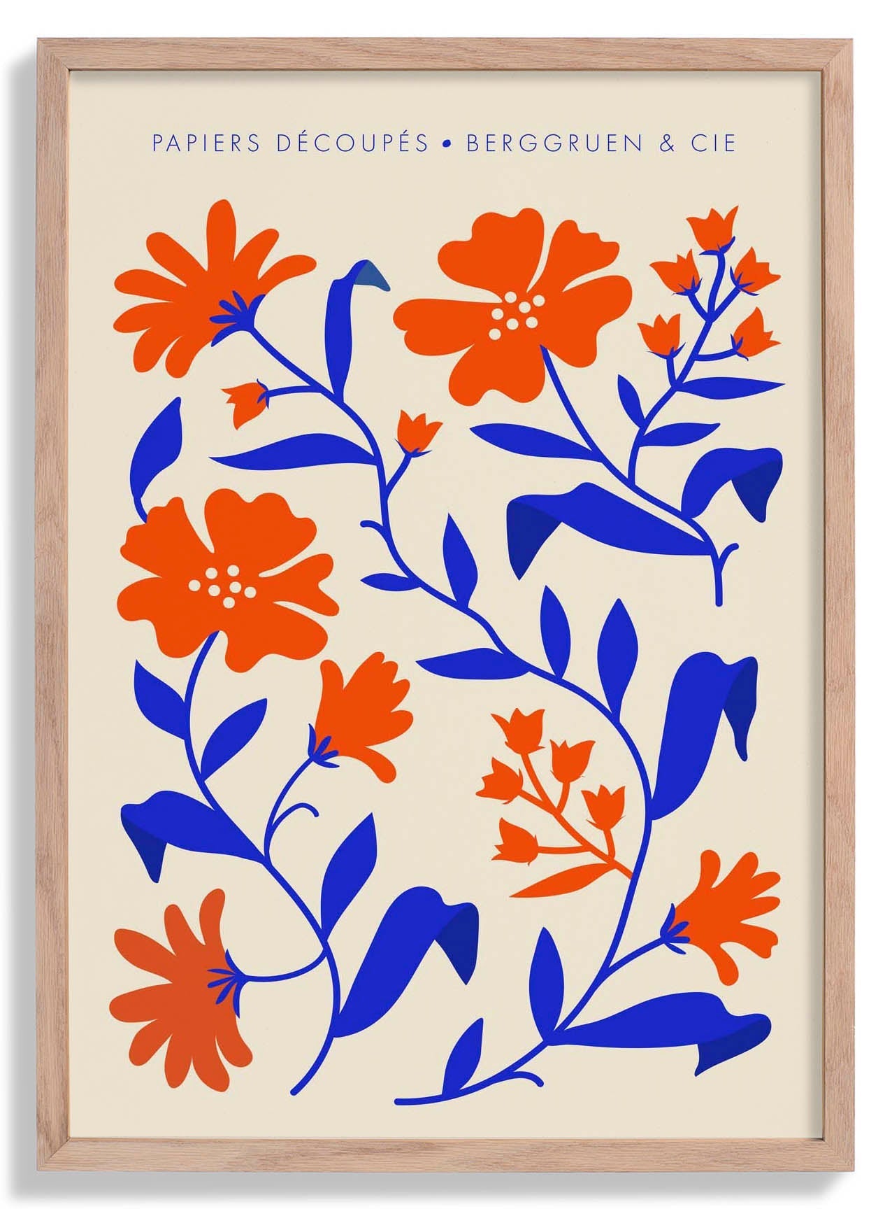 Orange Blue Fleurs Papiers Découpés Art Exhibition Poster