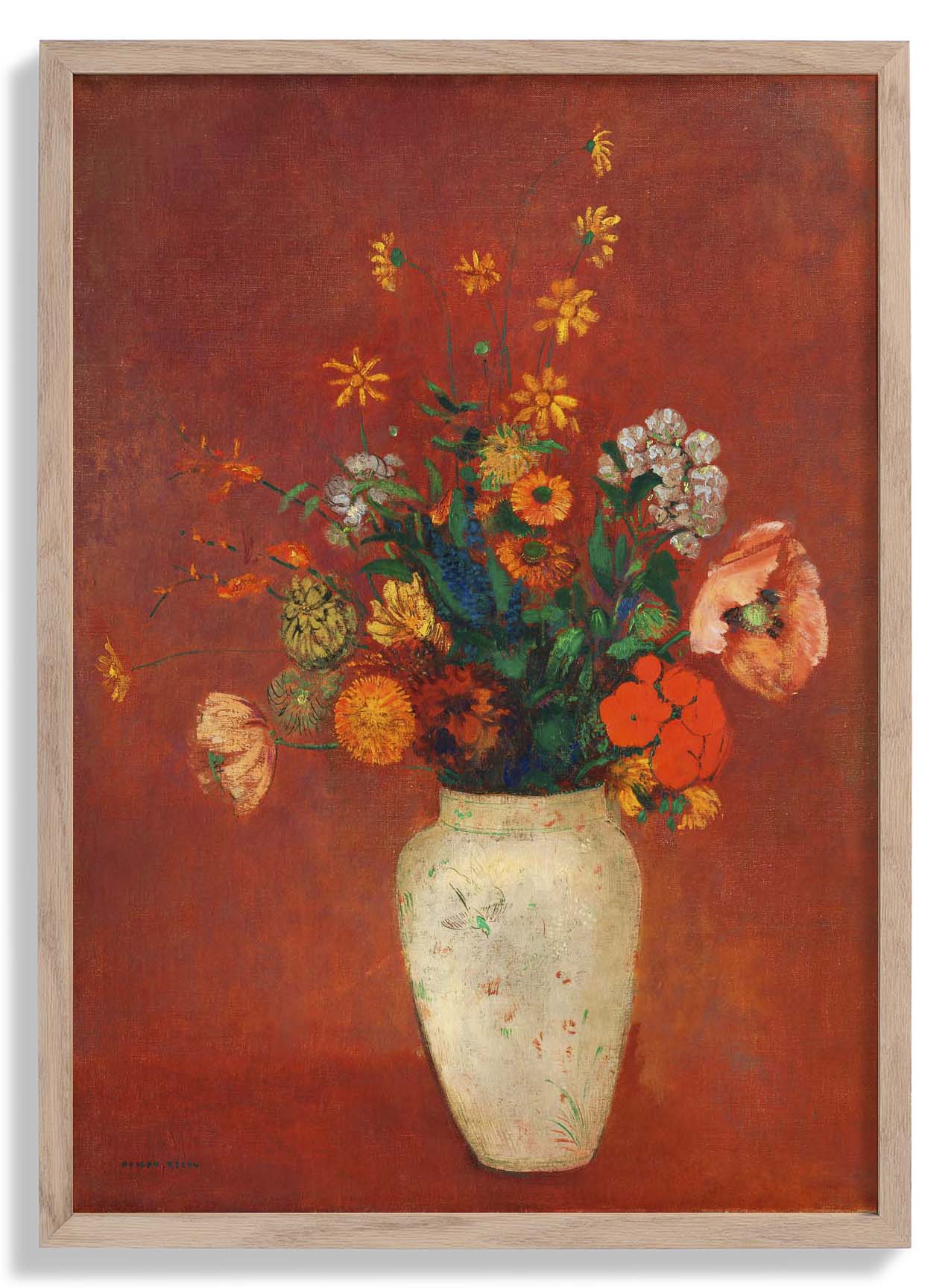 Bouquet in a Chinese Vase Painting by Odilon Redon