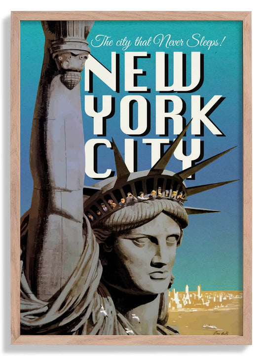 New York with Statue of Liberty Travel Poster