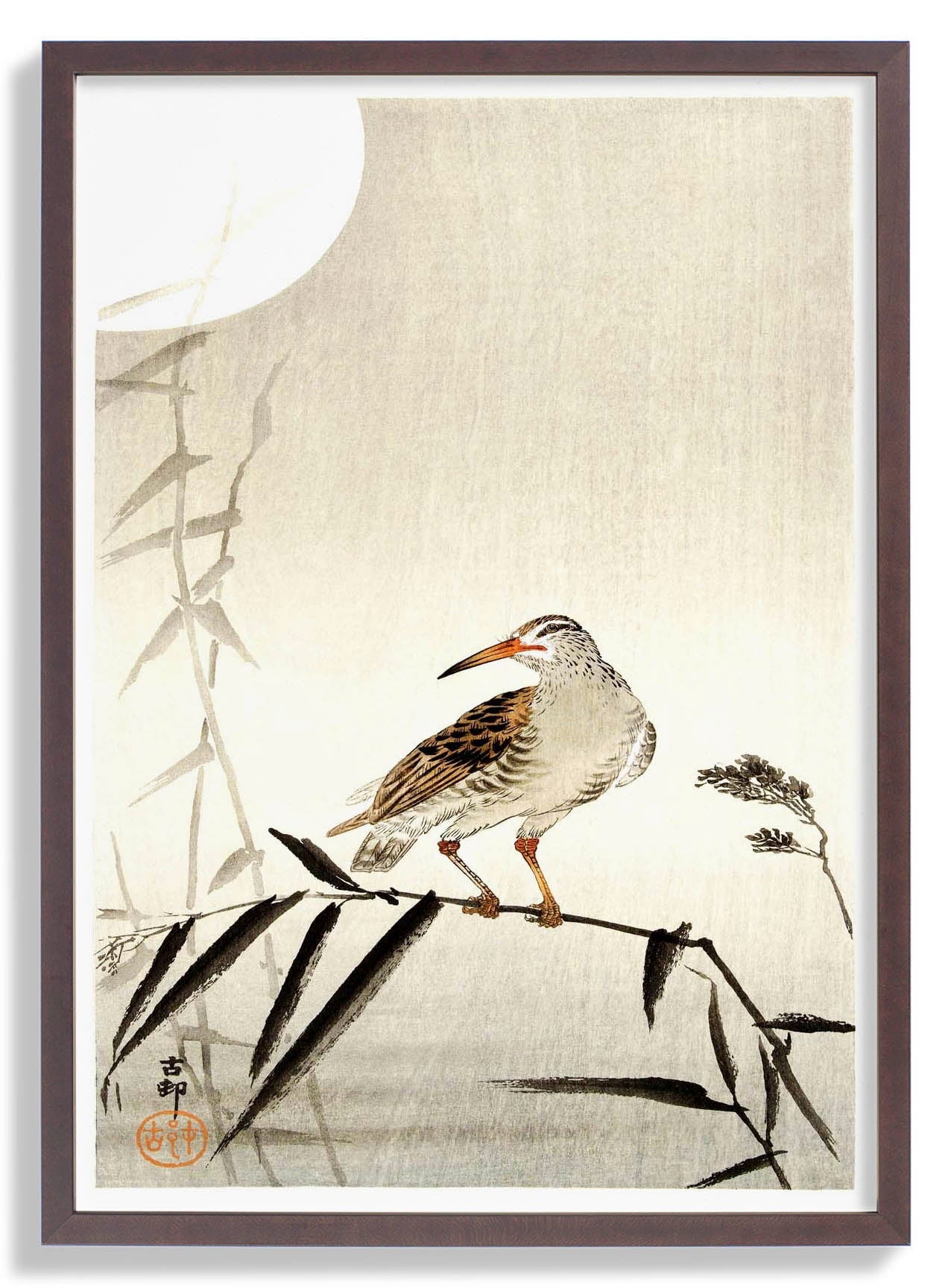 Black Horseman on Bamboo by Ohara Koson