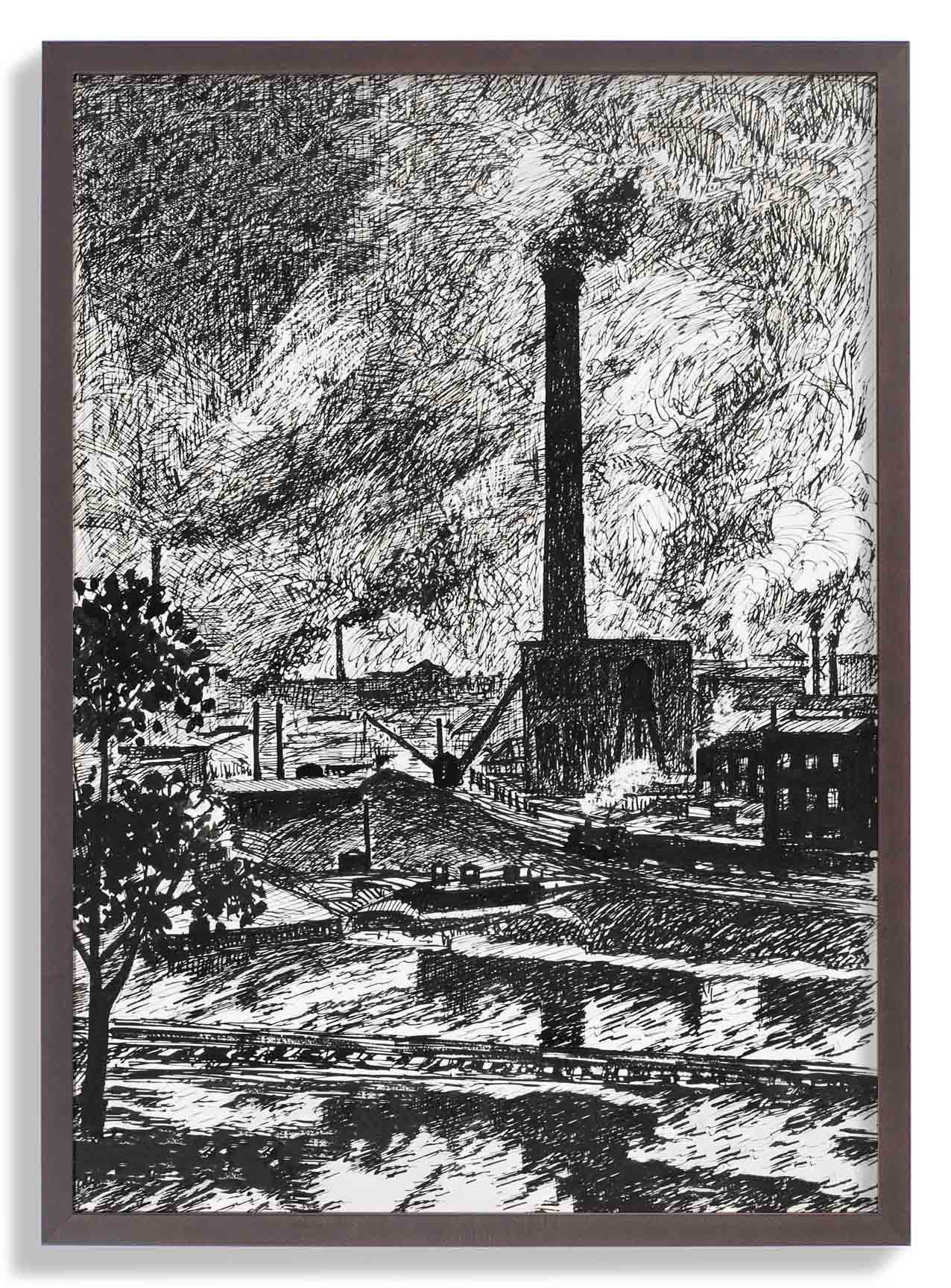 Industrial Scene Drawing by Henry Lyman