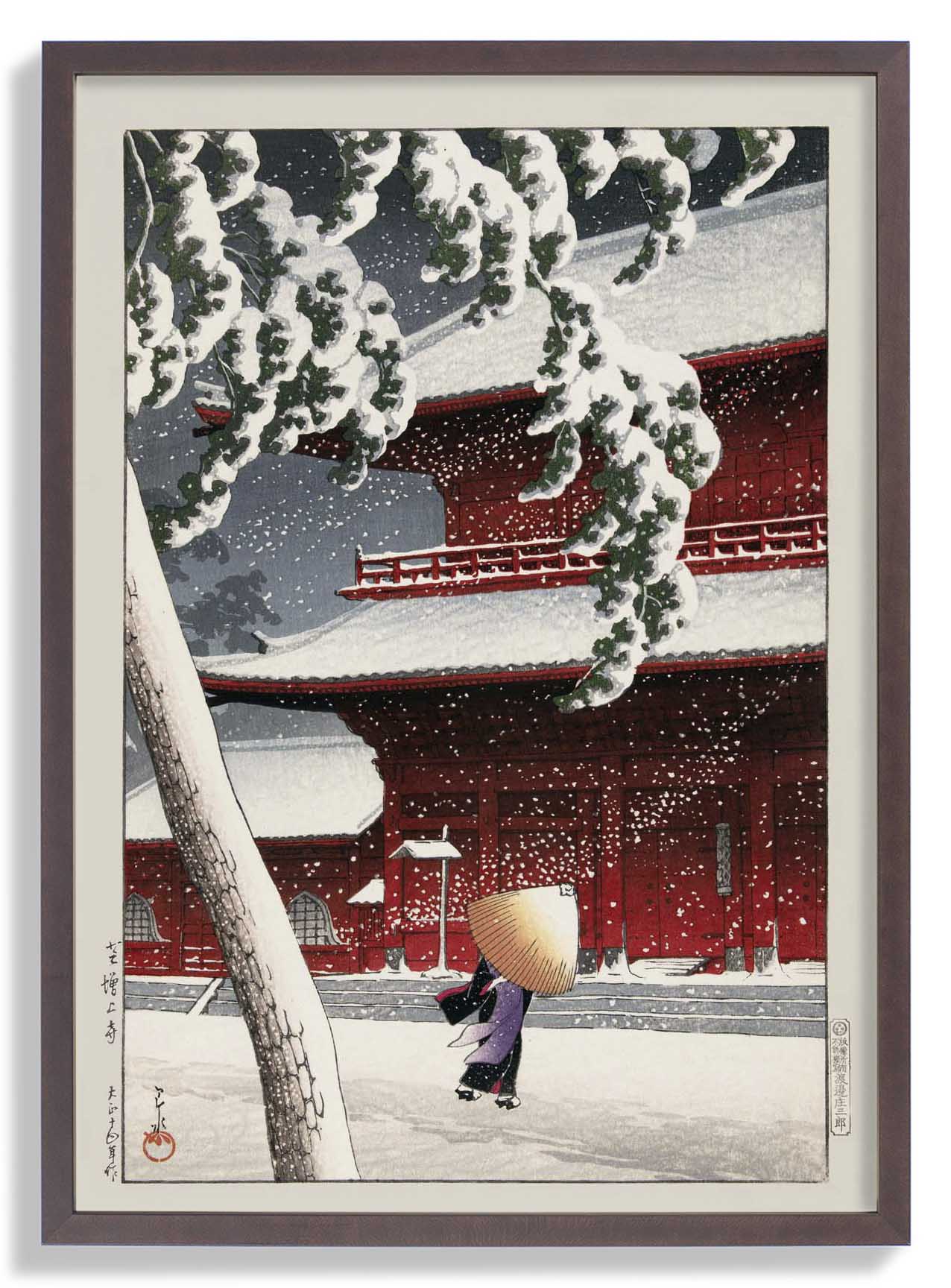 Geisha in the snow by Hasui