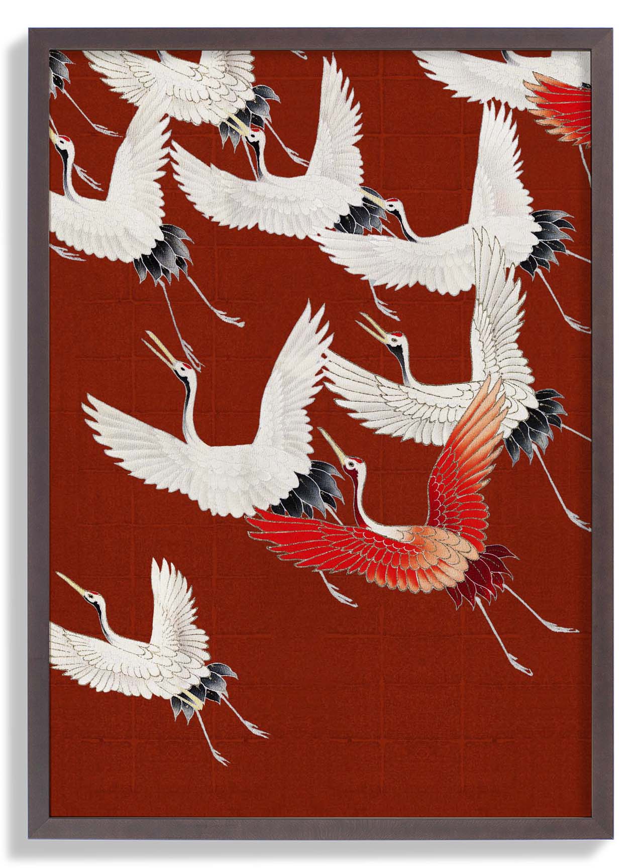 White Cranes in Red