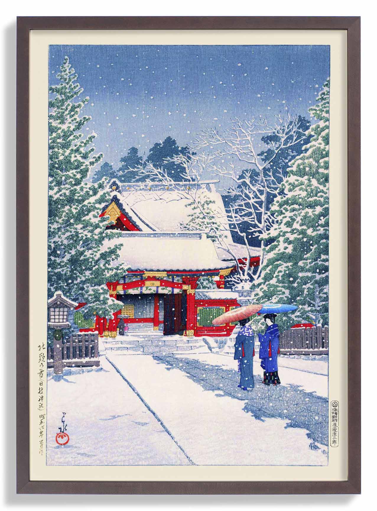 Schnee am Hie-Schrein by Hasui