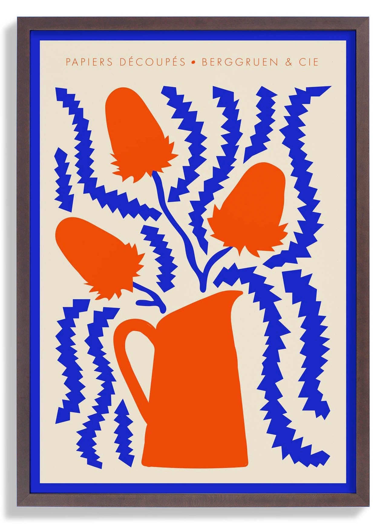 Jug Flowers Blue and Orange Papiers Découpés Art Exhibition