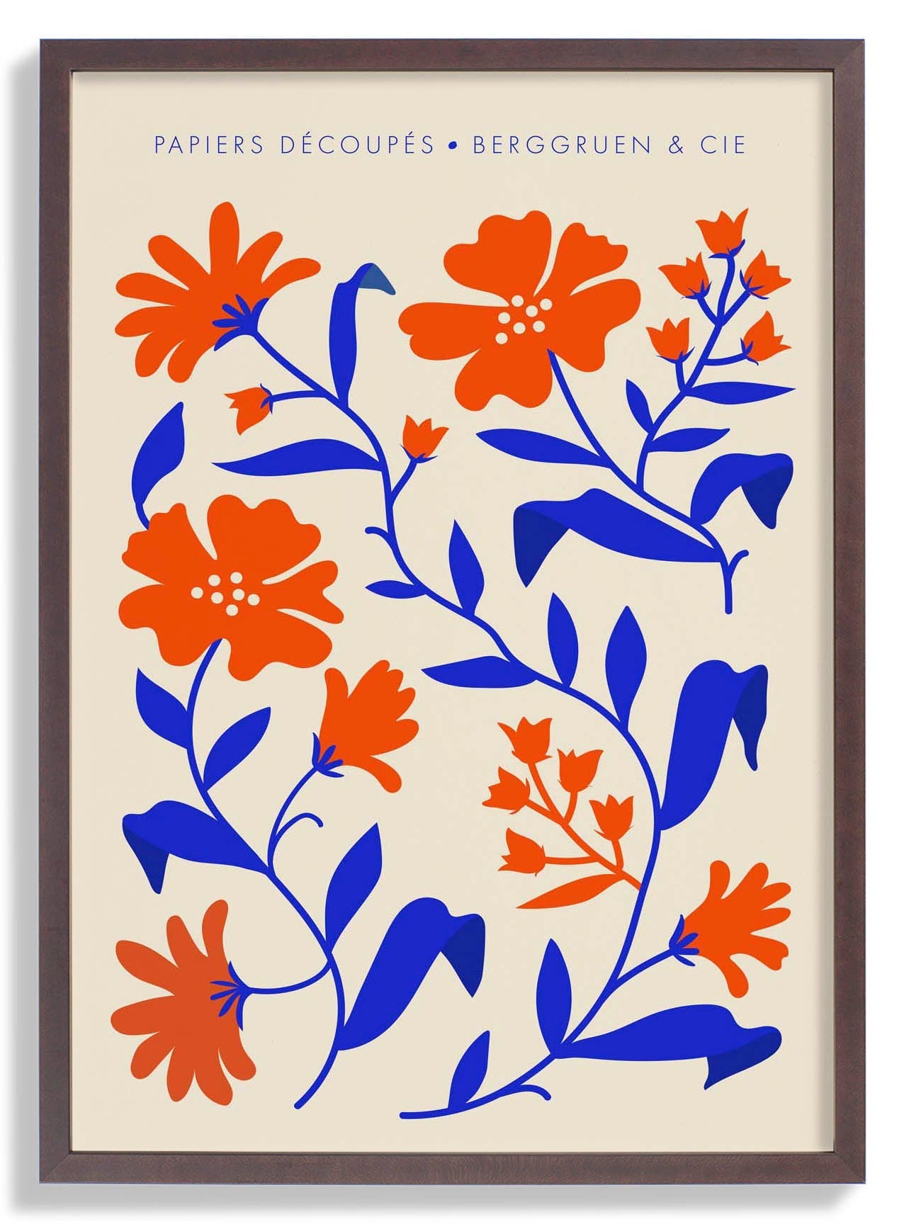 Orange Blue Fleurs Papiers Découpés Art Exhibition