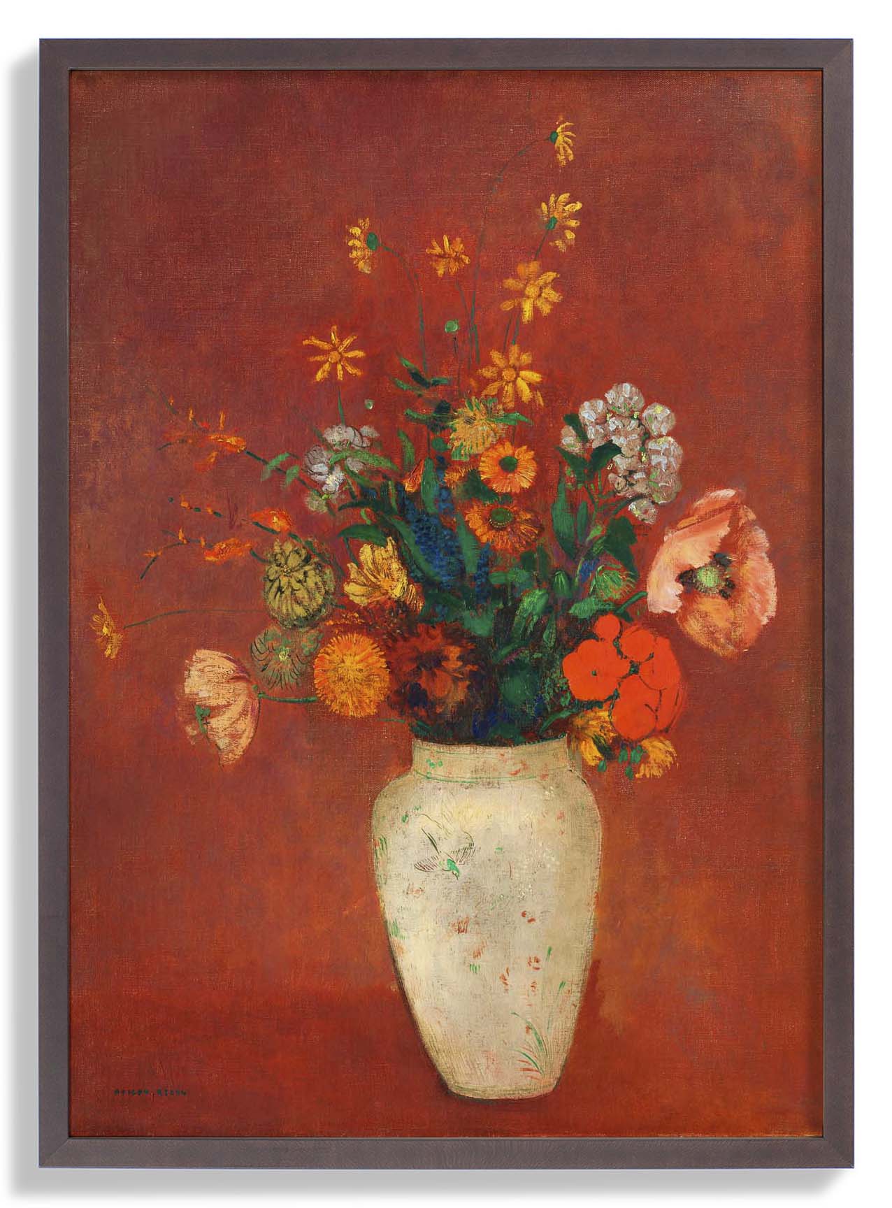 Bouquet in a Chinese Vase Painting by Odilon Redon