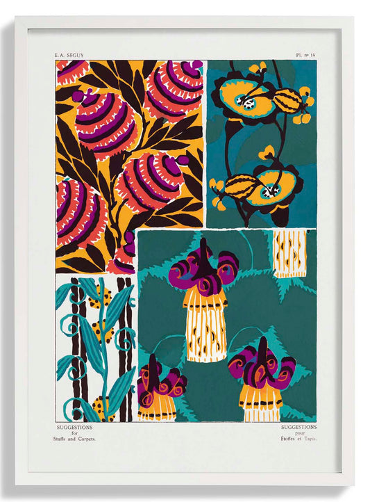 Vintage Flower Patterns Plate Nr 14 by E.A. Séguy