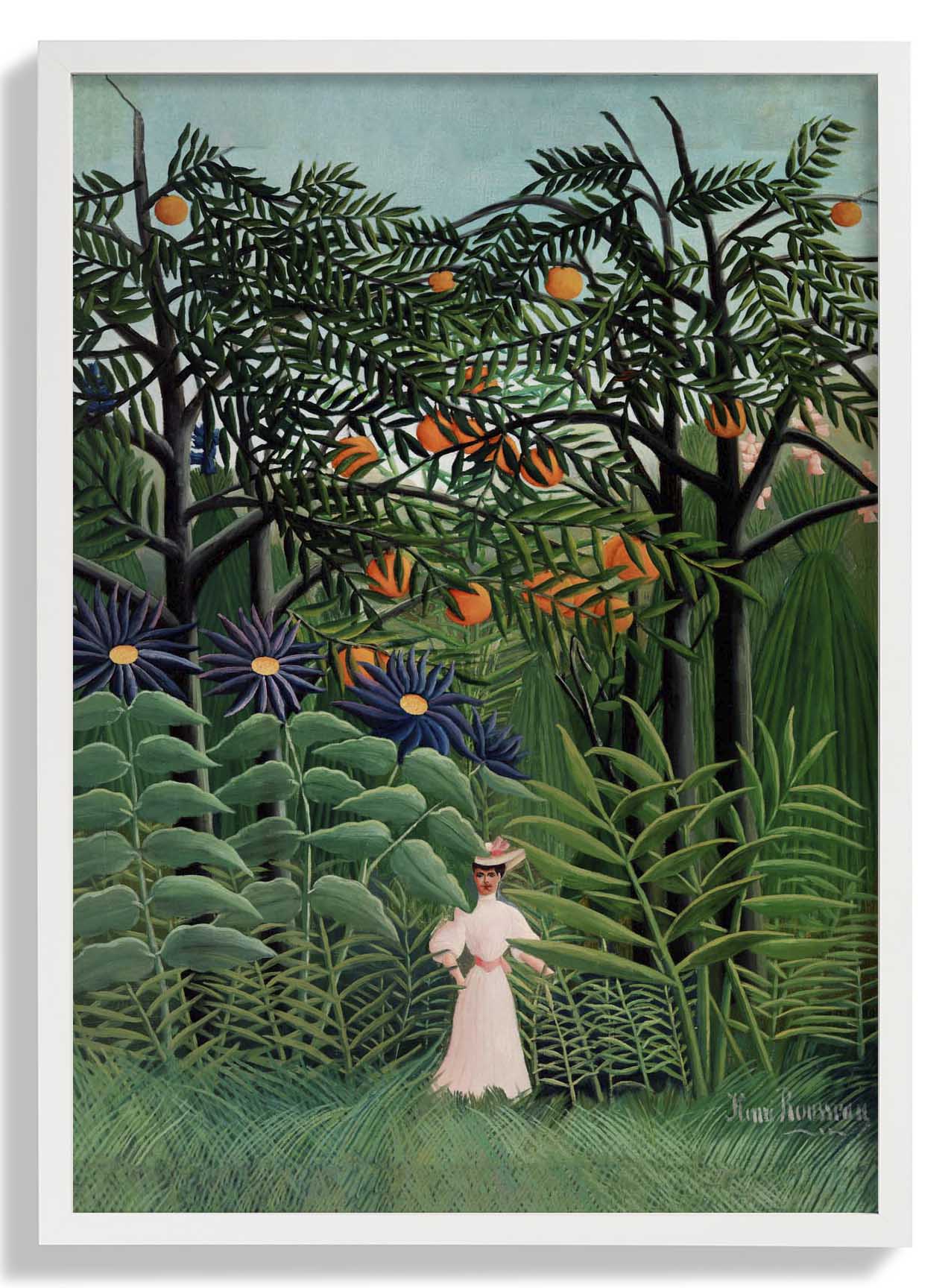 Woman Walking in an Exotic Forest by Rousseau Art Print