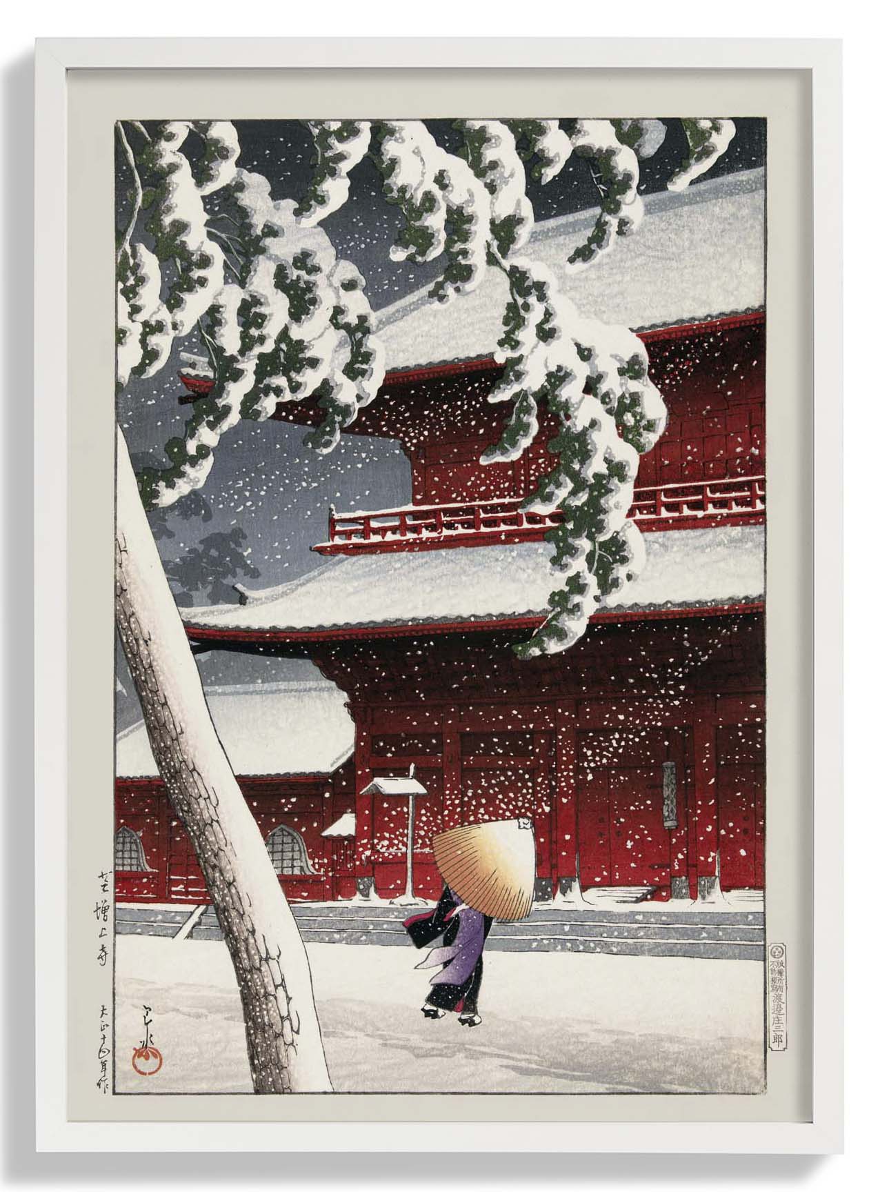 Geisha in the snow by Hasui