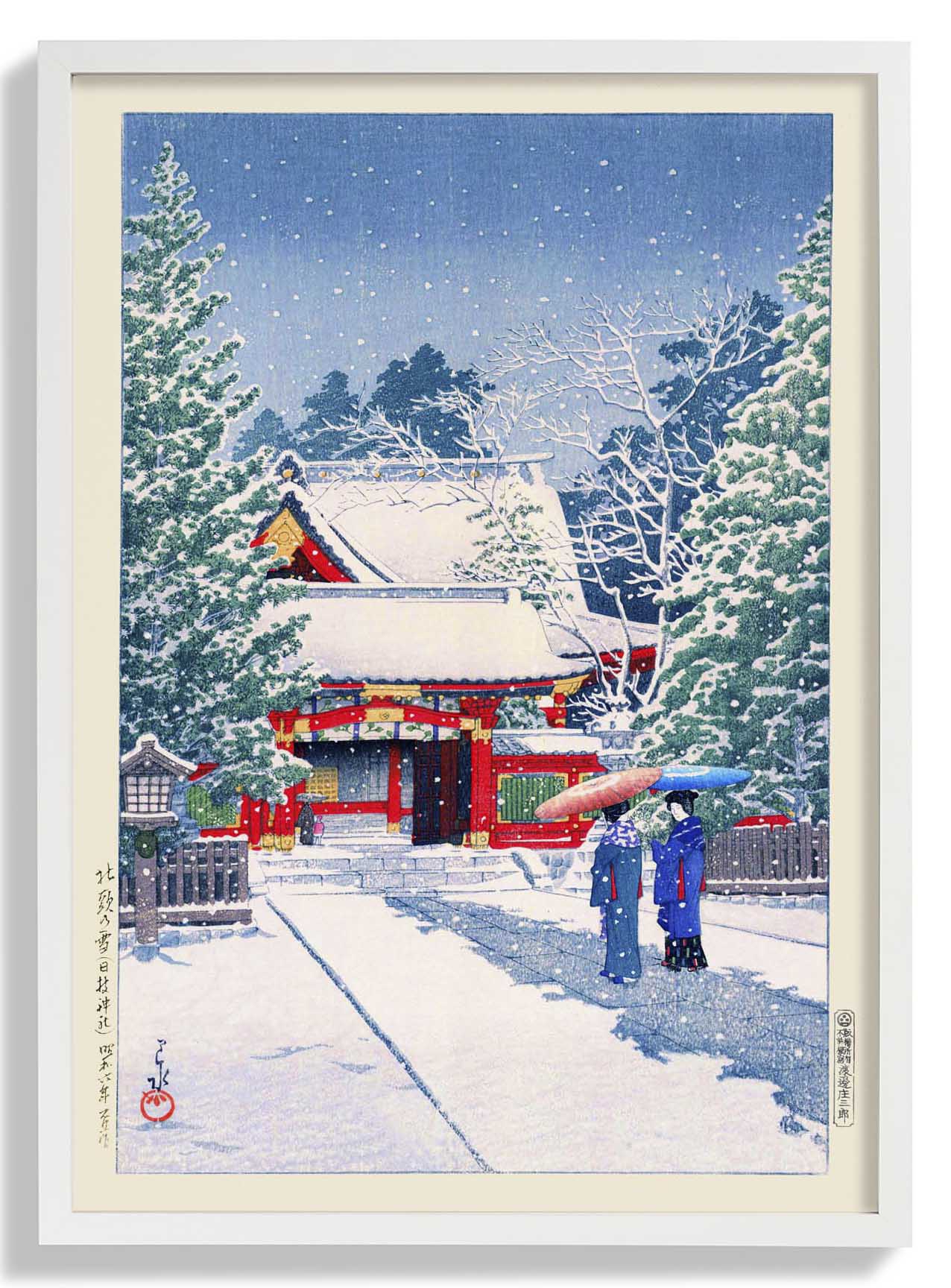 Schnee am Hie-Schrein by Hasui