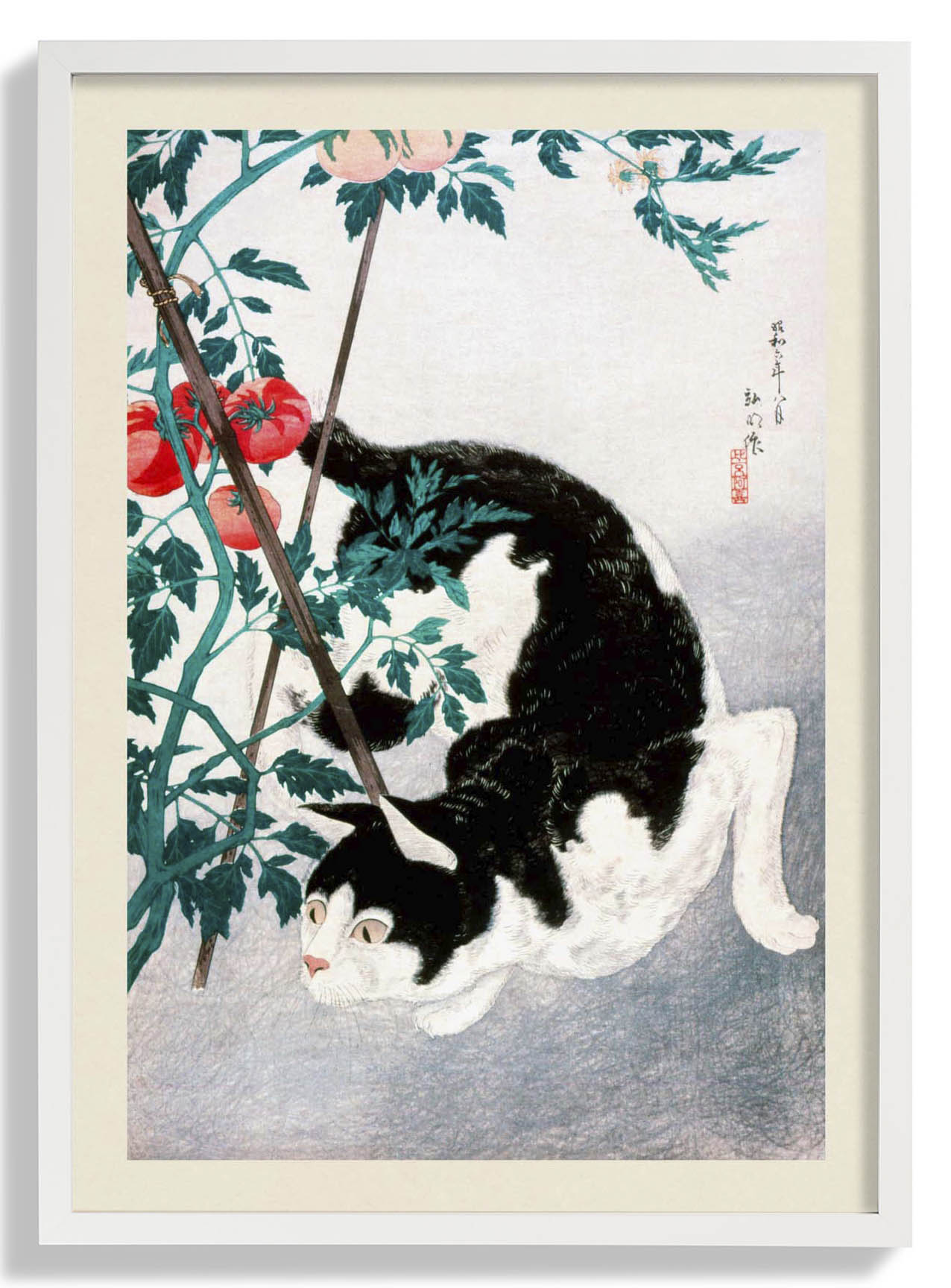 Cat with Tomato by Takahashi Shōtei