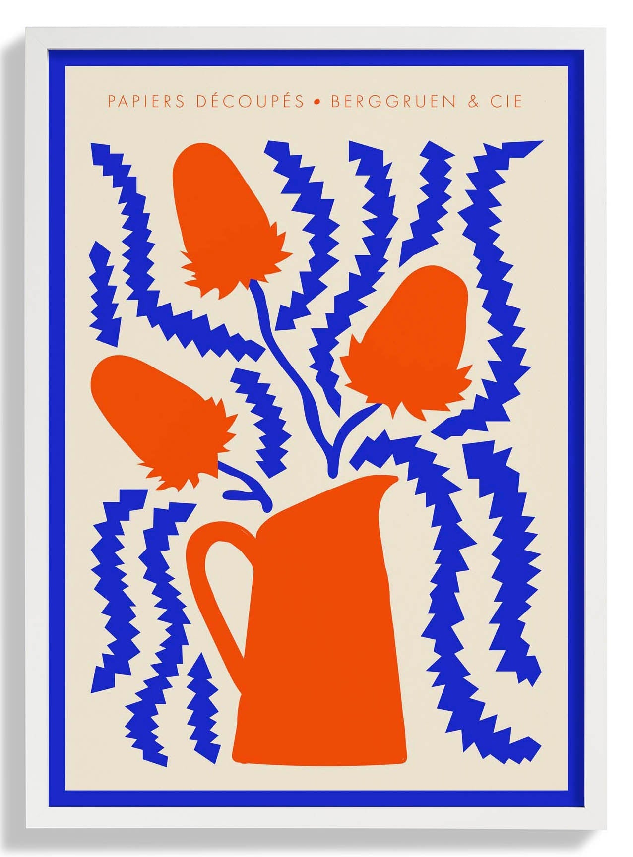 Jug Flowers Blue and Orange Papiers Découpés Art Exhibition