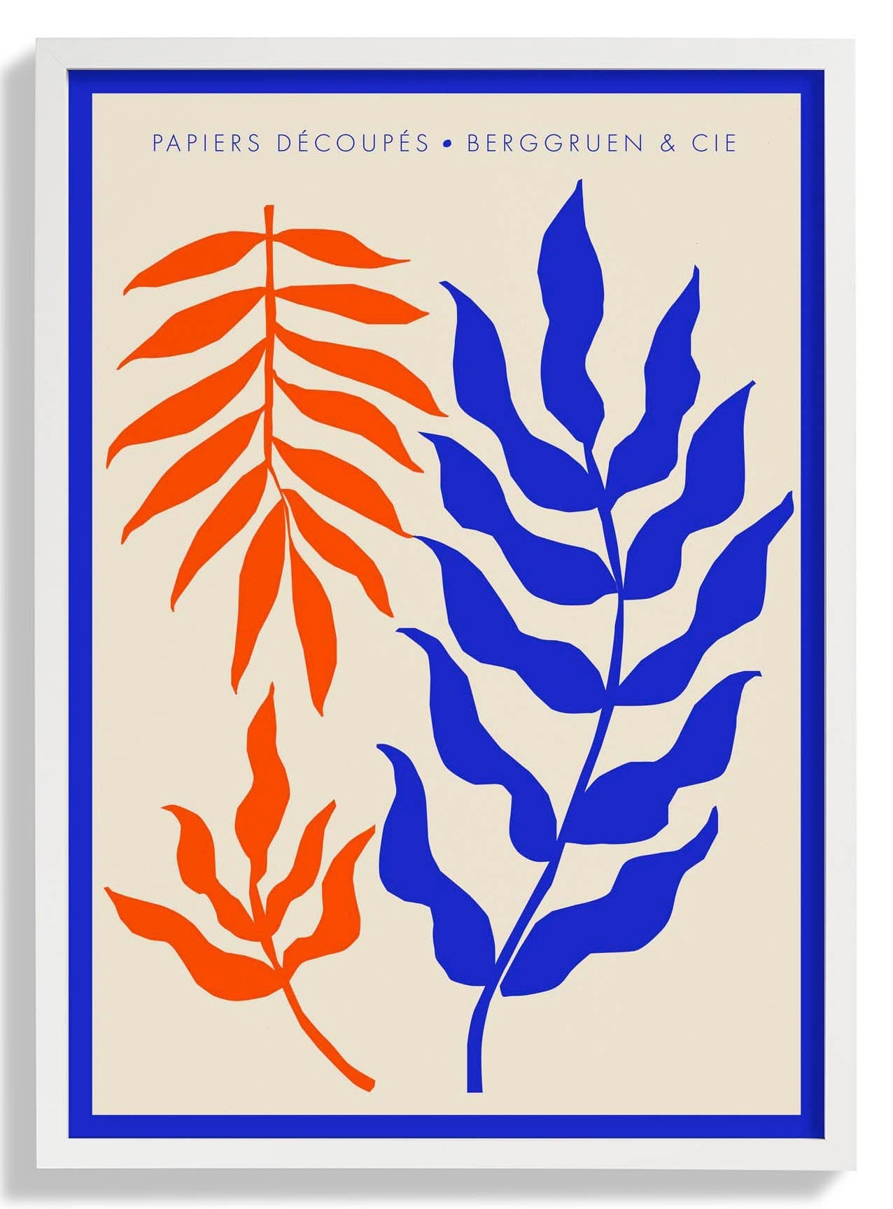 Leaves and Branches Orange Blue Papiers Découpés Art Exhibition