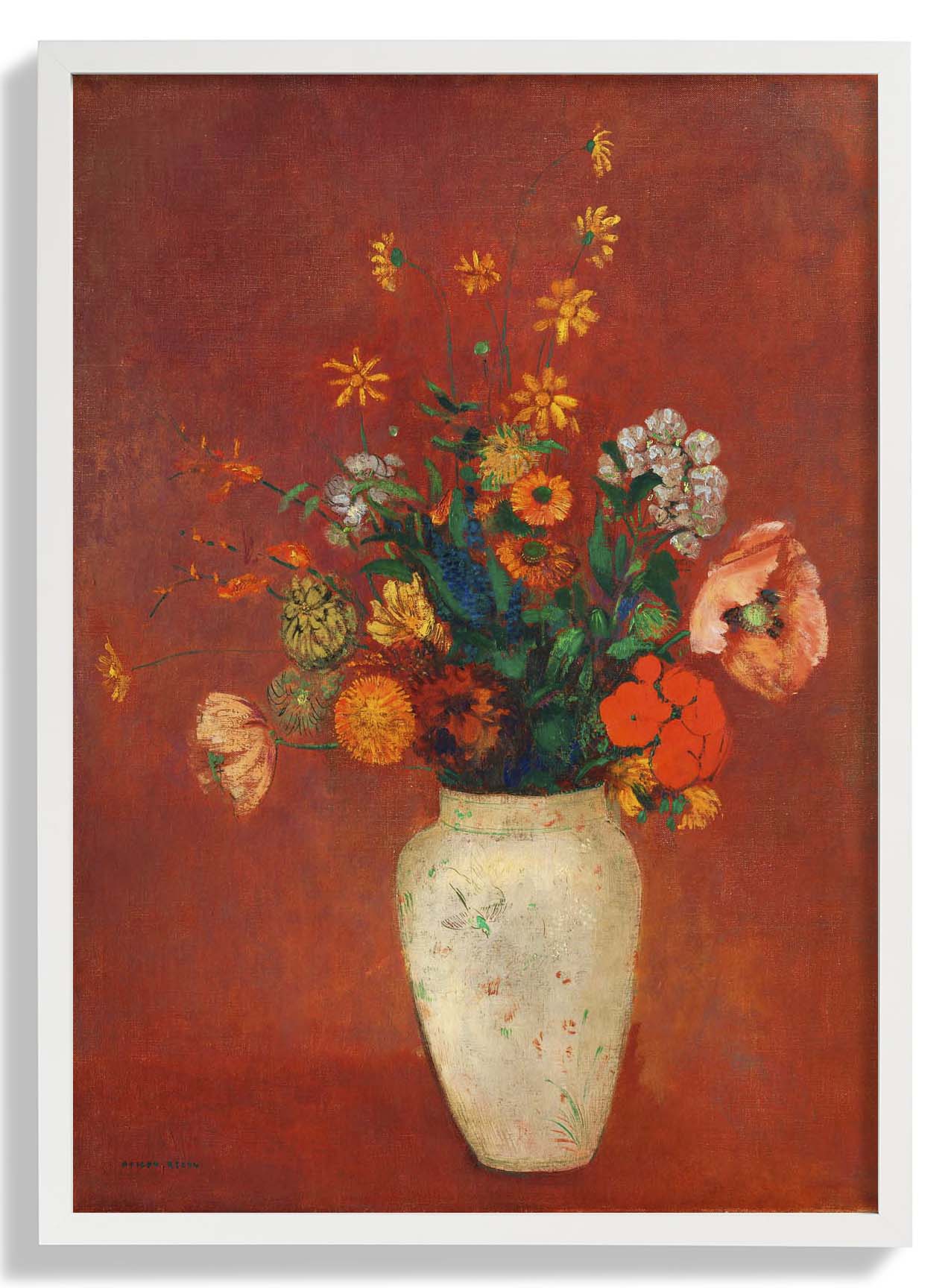 Bouquet in a Chinese Vase Painting by Odilon Redon