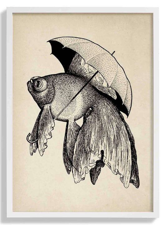 Antique Fish with Umbrella
