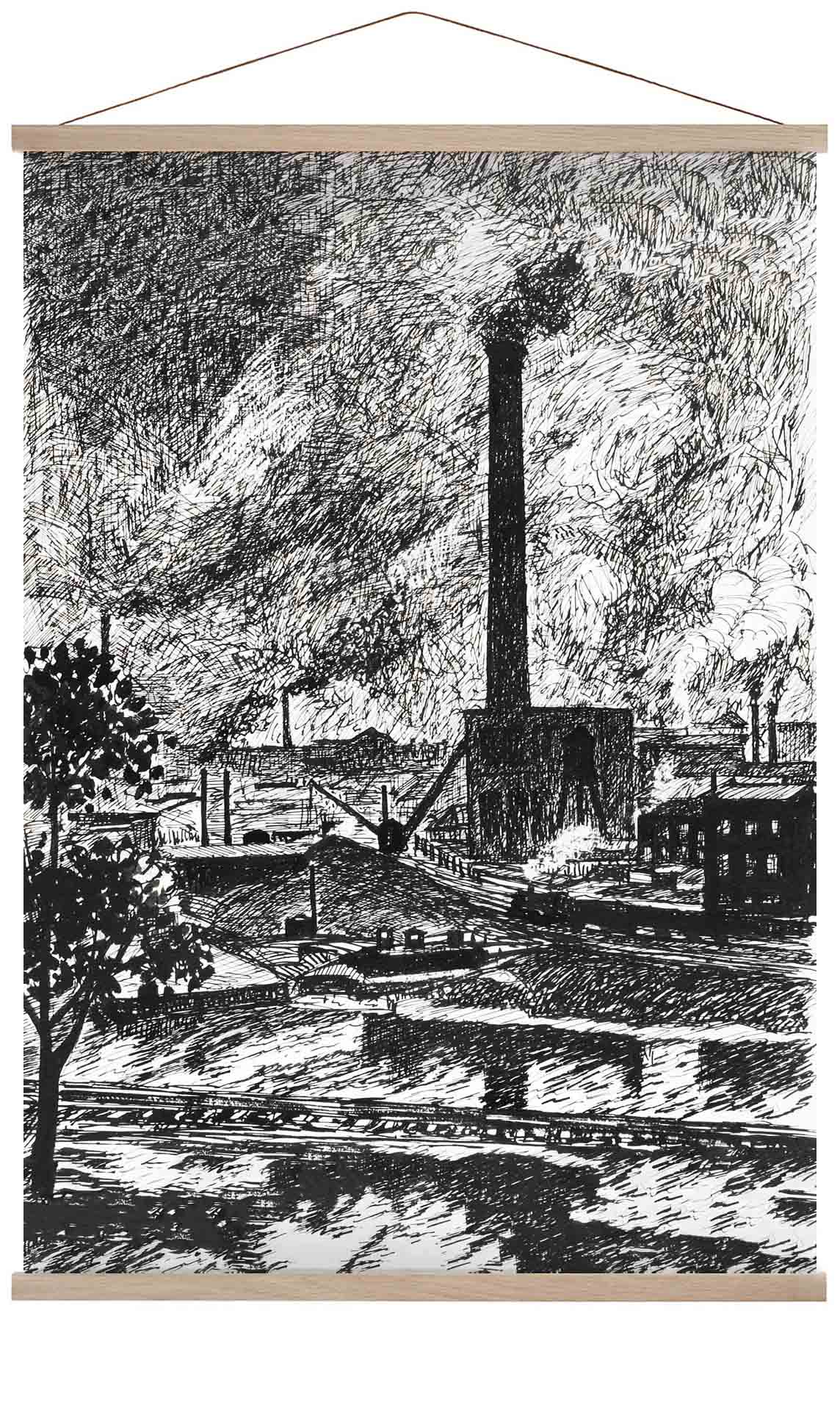 Industrial Scene Drawing by Henry Lyman