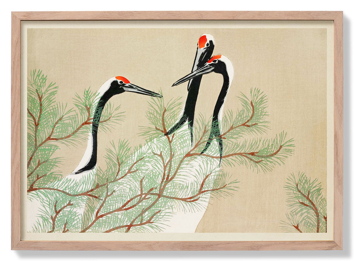 Cranes from Momoyogusa-Flowers by Sekka Poster