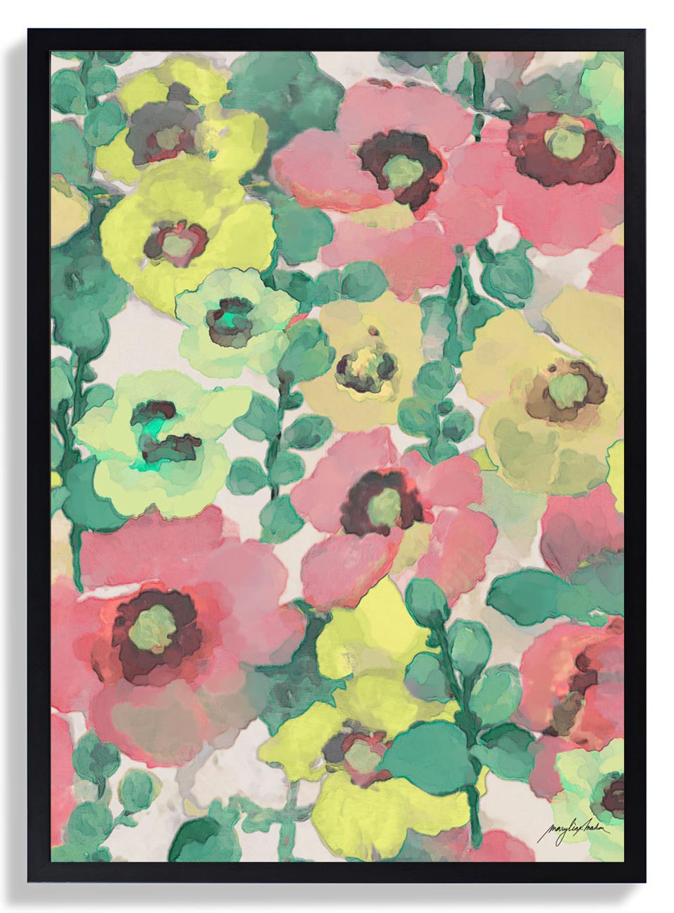 Holly Hocks Painting Pattern by Marylène Madou