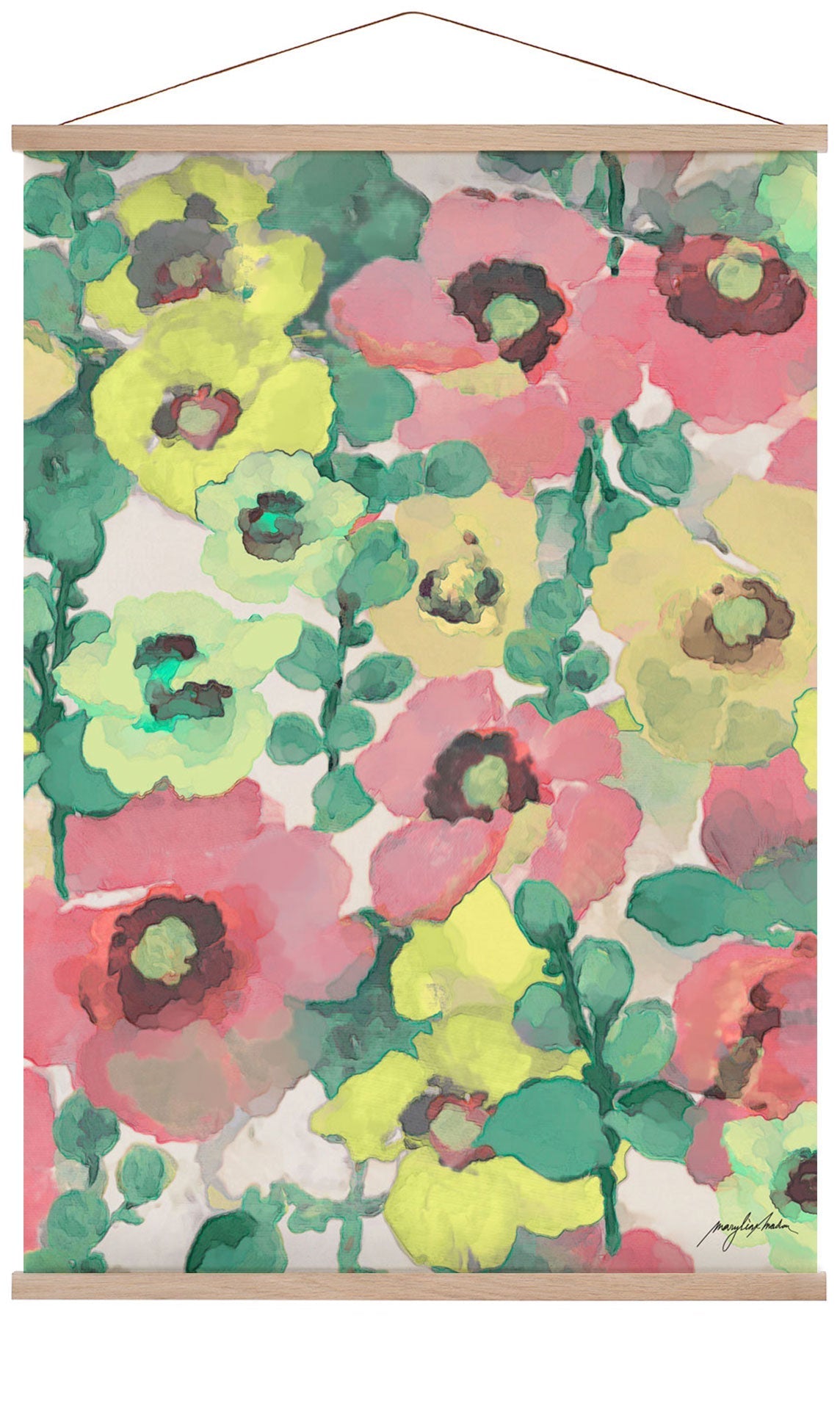 Holly Hocks Painting Pattern by Marylène Madou