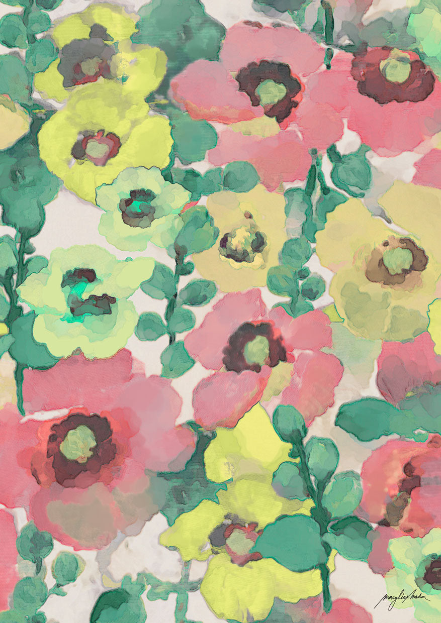 Holly Hocks Painting Pattern by Marylène Madou