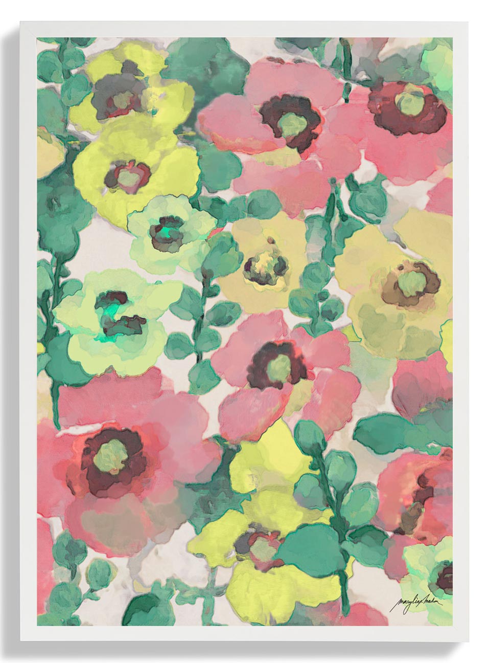 Holly Hocks Painting Pattern by Marylène Madou