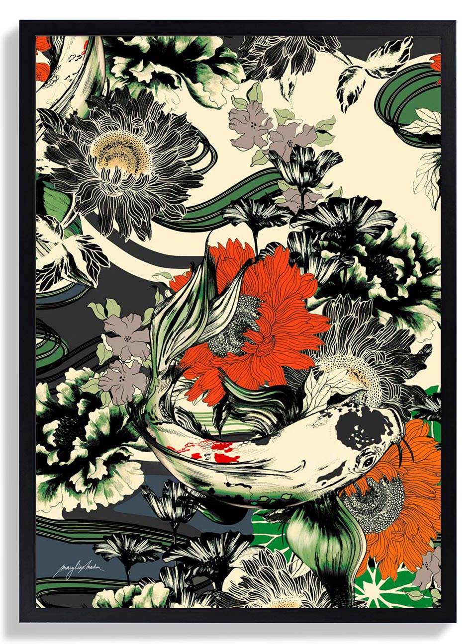 Koi Pond Japan Kimono by Marylène Madou