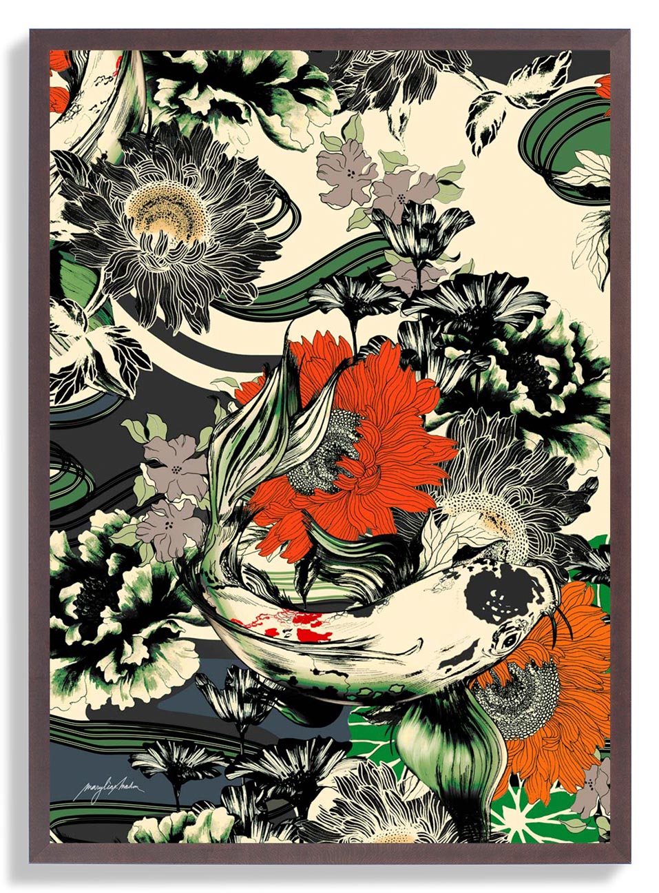 Koi Pond Japan Kimono by Marylène Madou