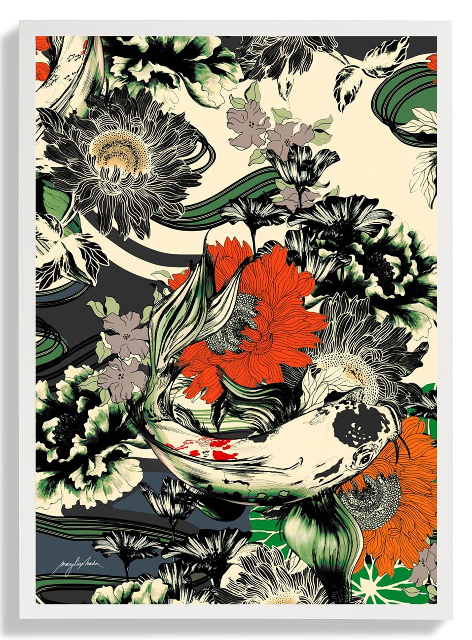 Koi Pond Japan Kimono by Marylène Madou